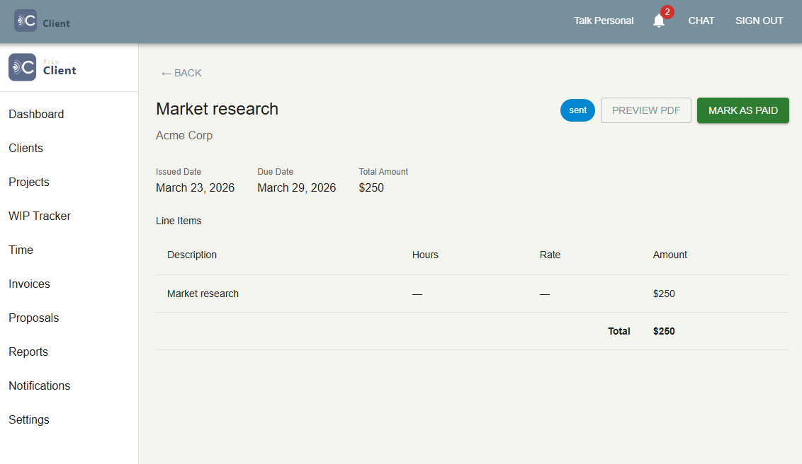 FiLoClient invoice