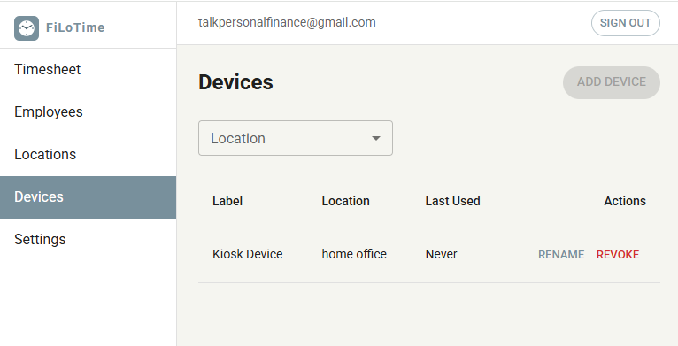 FiLoTime device management